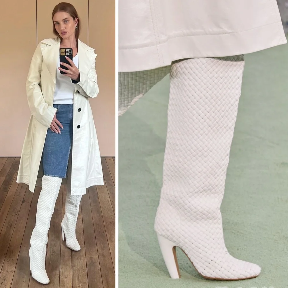 Bottega Veneta Canalazzo Woven Leather Over-the-Knee Intrecciato Boots